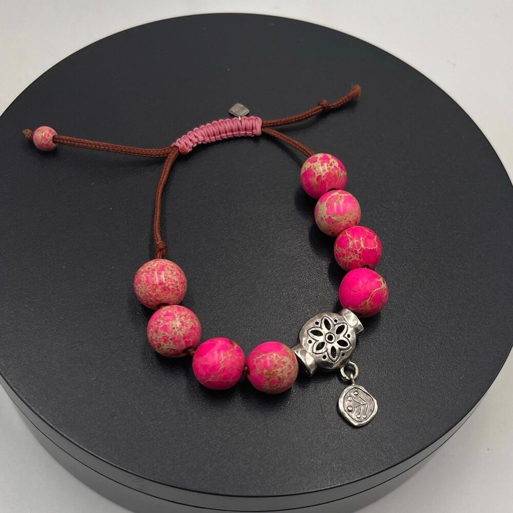 SILPADA 925 Sterling Silver Fuchsia Jasper "BEST TREND" Bracelet‎ B2876 RETIRED